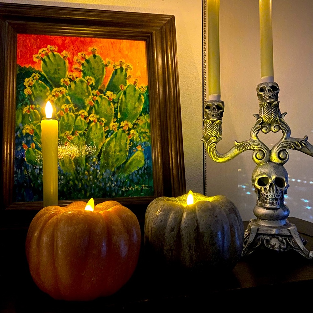 POTTERY BARN FLICKER PUMPKIN CANDLES